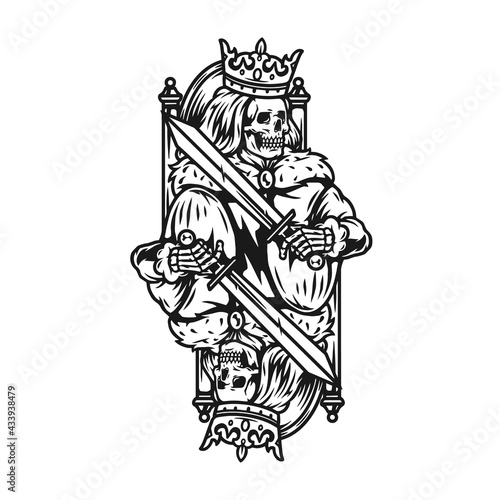 Skeleton king for poker card concept
