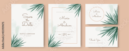 Set of card with flower rose, leaves watercolour. Wedding ornament concept. Floral poster, invite. Vector decorative greeting card or invitation design background
