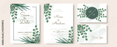 Set of card with flower rose, leaves watercolour. Wedding ornament concept. Floral poster, invite. Vector decorative greeting card or invitation design background
