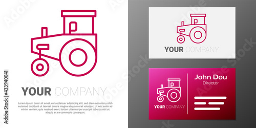 Logotype line Tractor icon isolated on white background. Logo design template element. Vector
