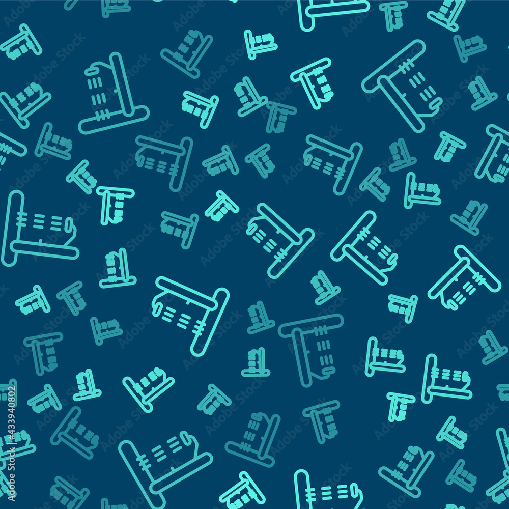 Green line Beach shower icon isolated seamless pattern on blue background. Vector Green line Beach shower icon isolated seamless pattern on blue background. Vector