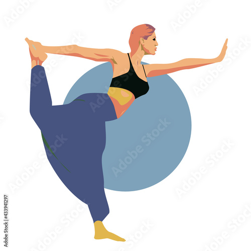illustration of isolated a girl practising yoga