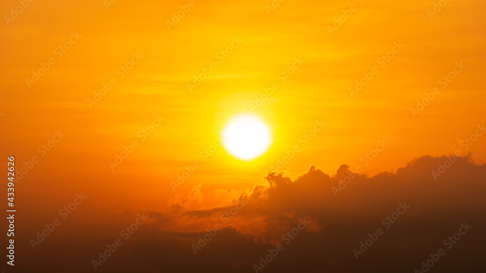 Bright sun and cloud on orange sky natural background Bright sun and cloud on orange sky natural background