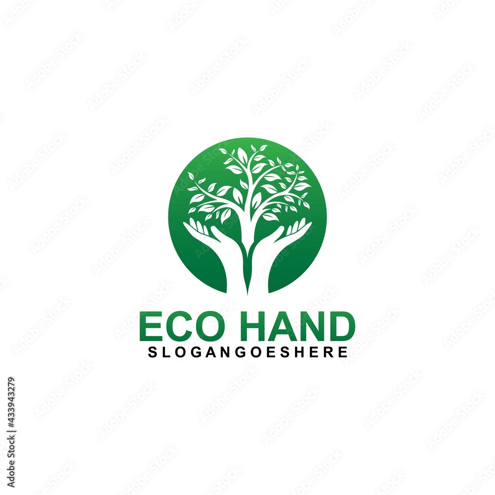 Hand, Tree and Leaf logo Combination. Arm and ecosystem symbol or icon. Unique and Organic Hand, Tree and Leaf logo Combination. Arm and ecosystem symbol or icon. Unique and Organic