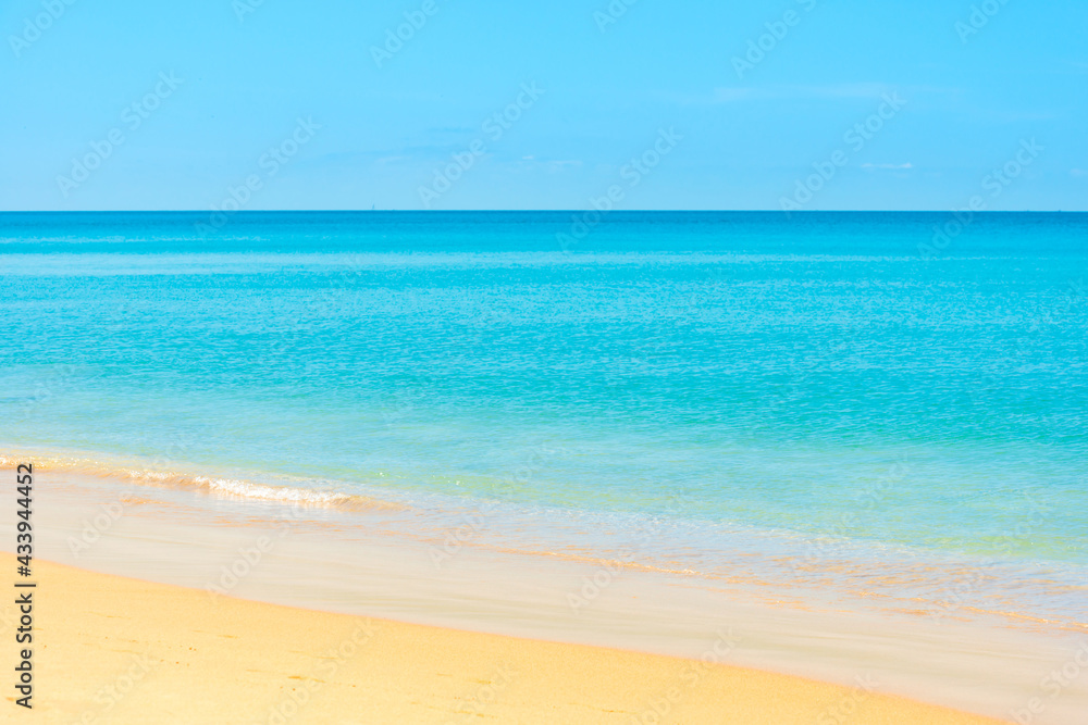 Summer vacation sea nature background. Blue sea water and sand beach