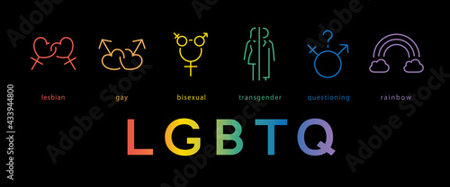 LGBTQ　ネオンカラーのラインアイコン