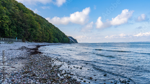 The pebble beach and Baltic Sea coast in Sellin, Mecklenburg-Western Pomerania, Germany