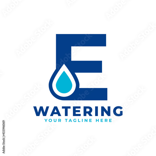 Water Drop Letter E Initial Logo. Usable for Nature and Branding Logos. Flat Vector Logo Design Ideas Template Element
