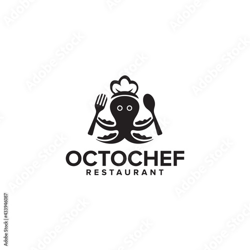 Octopus chef logo design templtae