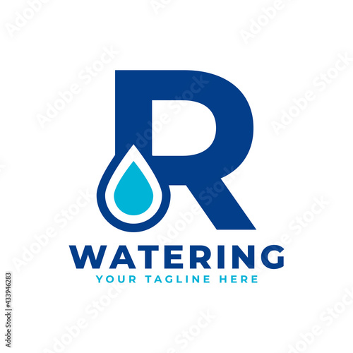 Water Drop Letter R Initial Logo. Usable for Nature and Branding Logos. Flat Vector Logo Design Ideas Template Element