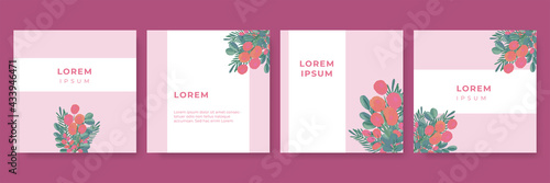 Beautiful colourful floral flower watercolour  social media stories, posts, highlights templates. Abstract floral vector backgrounds with copy space for text
