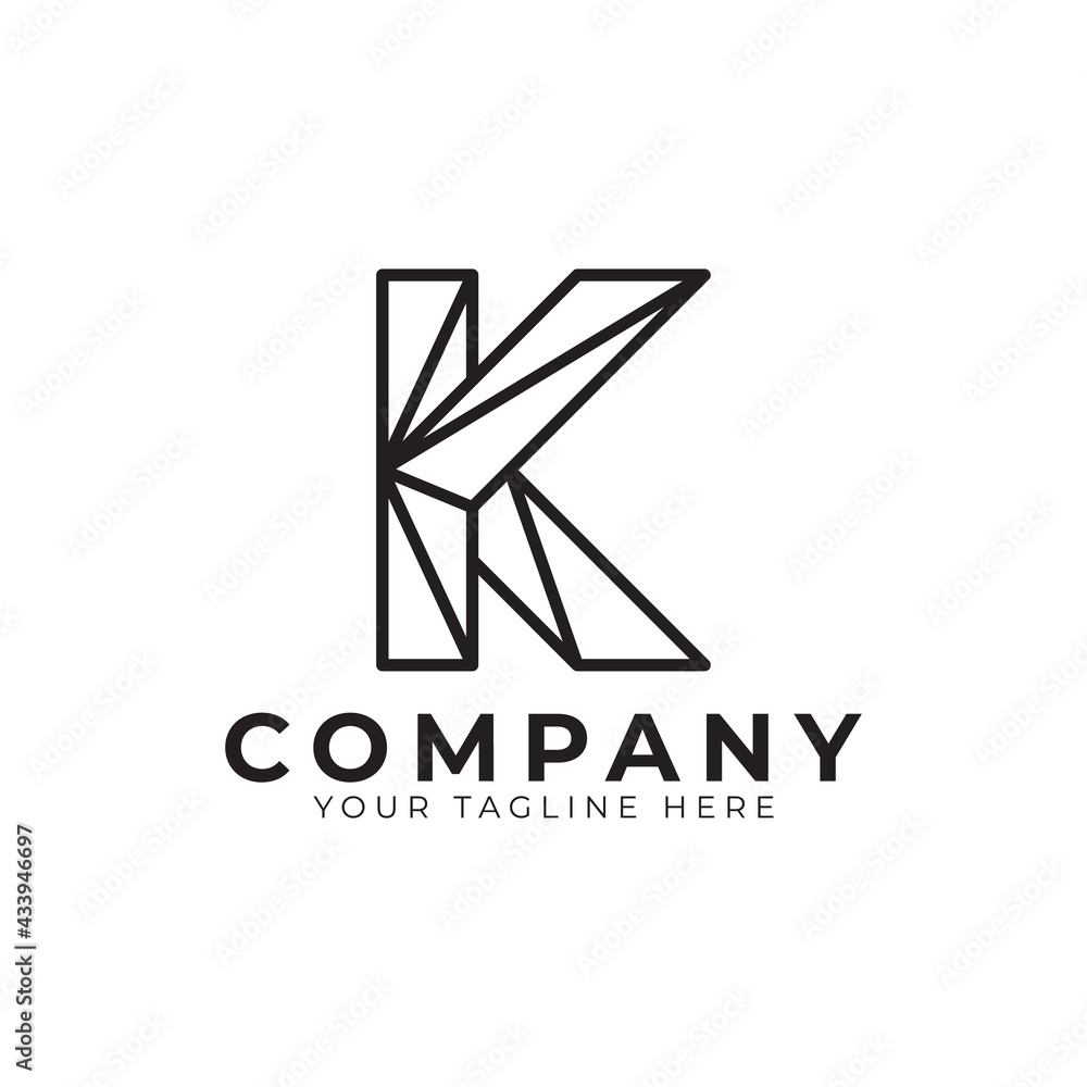 Initial Letter K line logo design. Geometric Line Style. Graphic