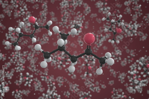 Photos Methyl isobutyl ketone molecule, scientific molecular model, 3d rendering