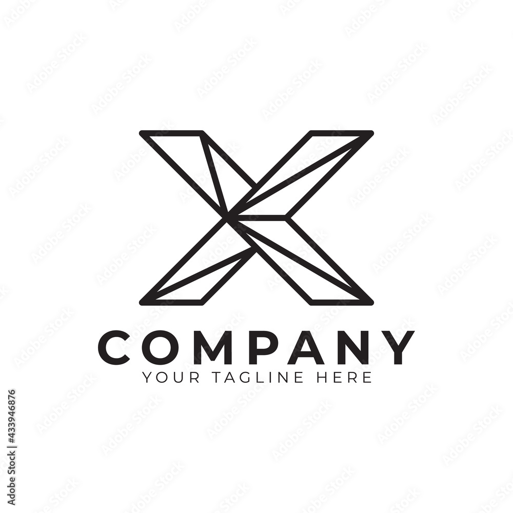 Initial Letter X line logo design. Geometric Line Style. Graphic alphabet symbol. Usable for Business and Branding Logos. Flat Vector Logo Design Ideas Template Element.
