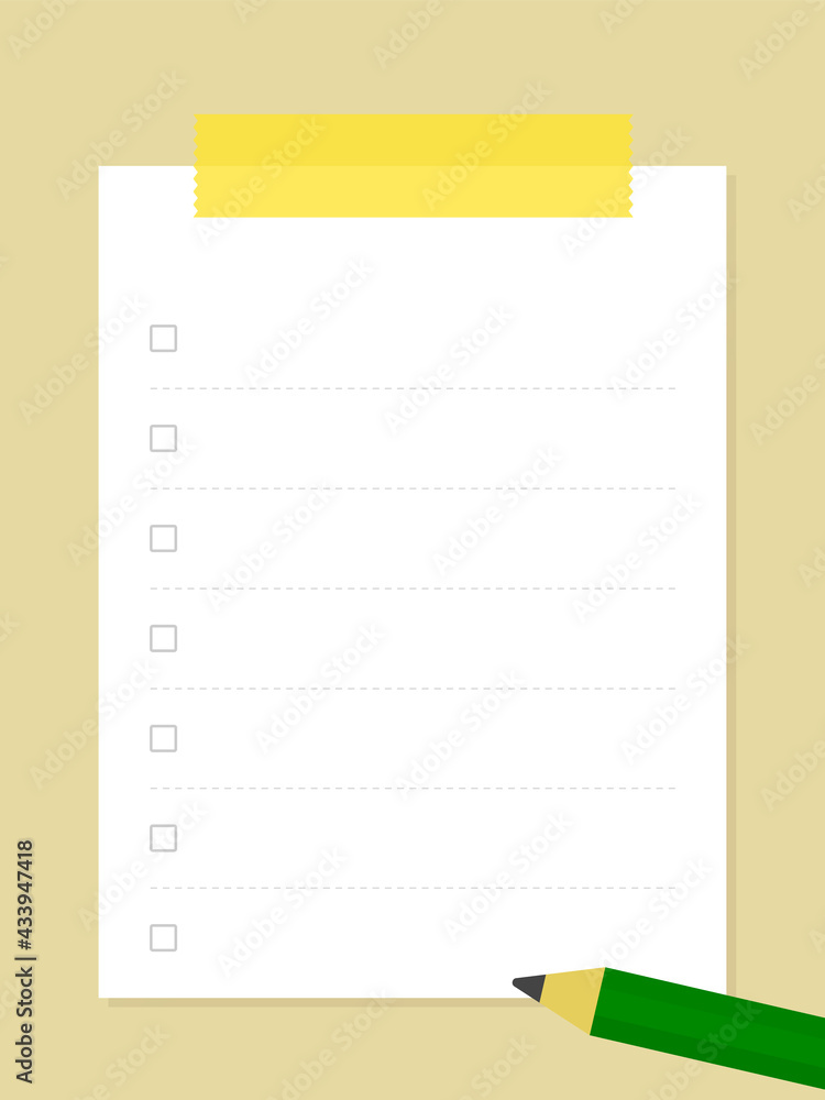 メモ用紙、チェックリストのフレーム素材イラスト（マスキングテープ