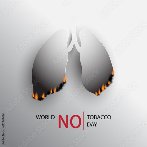 World no tobacco day banner with paper cut lungs  on white background. Vector illustration for banner, poster, advertisement, flyer and template.