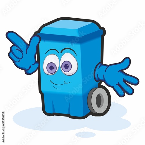 Trash Can Cartoon Character. Mascot Illustration Trash Can. Reuse recycling and keep clean concept.