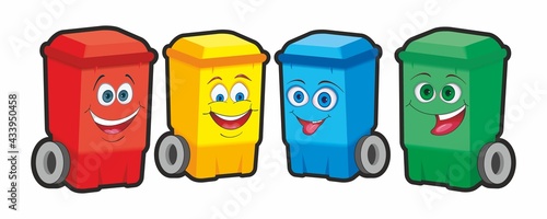 Trash Can Cartoon Character. Mascot Illustration Trash Can. Reuse recycling and keep clean concept.