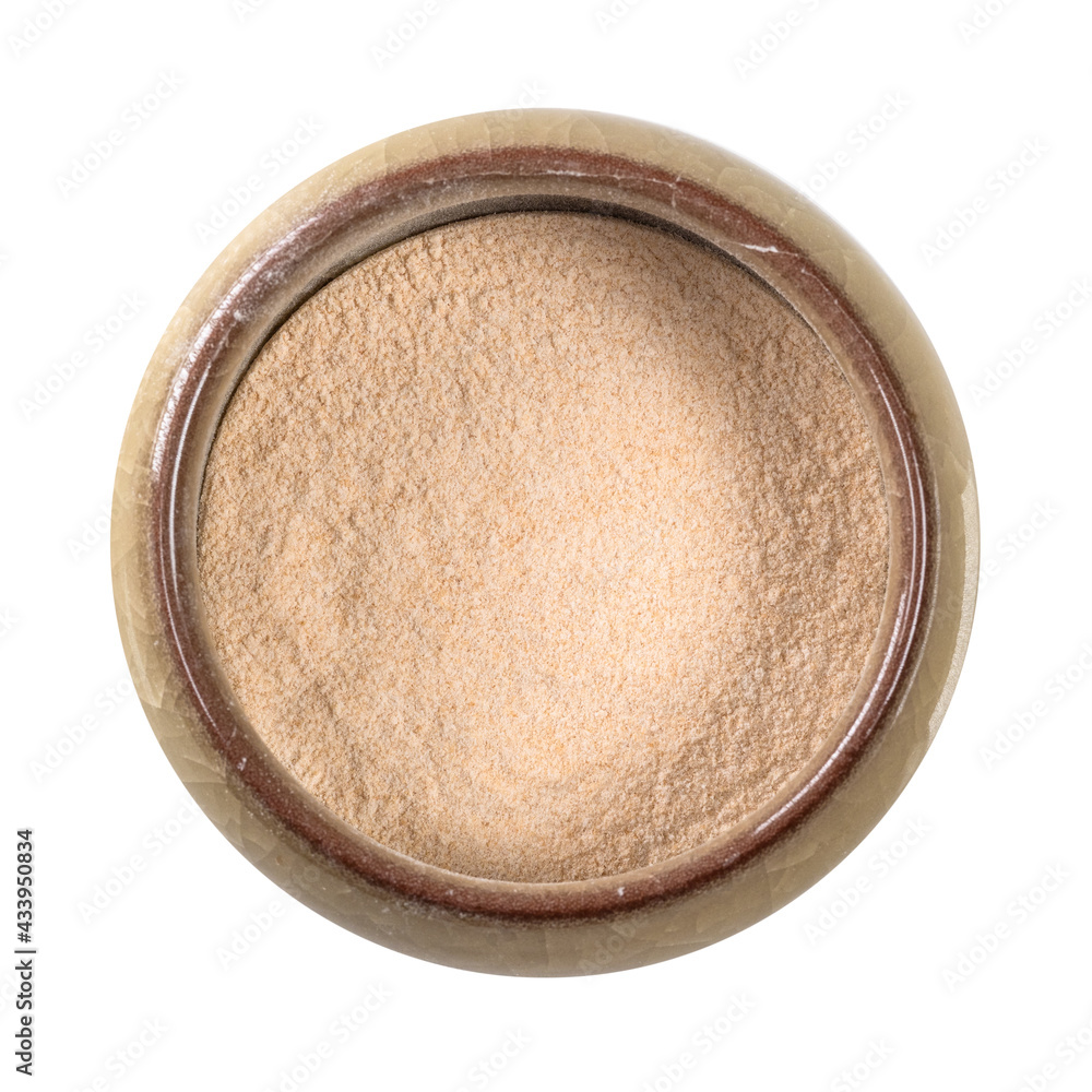 apple pectin powder in round ceramic bowl cutout apple pectin powder in round ceramic bowl cutout