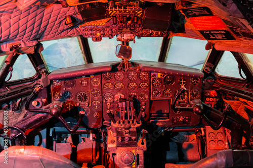 Aircraft Cockpit of an old Airplanes - Vintage 
