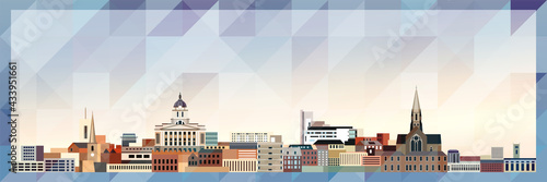 Nottingham skyline vector colorful poster on beautiful triangular texture background