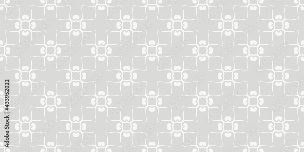 Background images with simple decorative ornaments on gray background, wallpaper. Seamless pattern, texture. Vector art