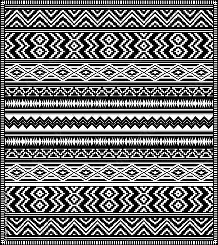 Ethnic geometric blanket. American Indian style. Black and white colors.