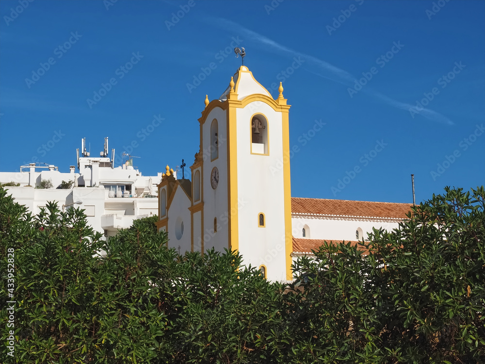 Beautiful City Church of Luz near Lagos at the Algarve coast of Portugal