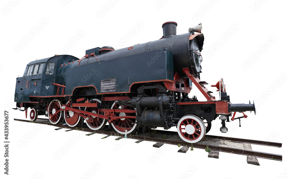 Vintage old locomotive train isolate                  