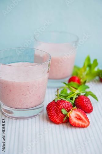 Milk cocktail with strawberry