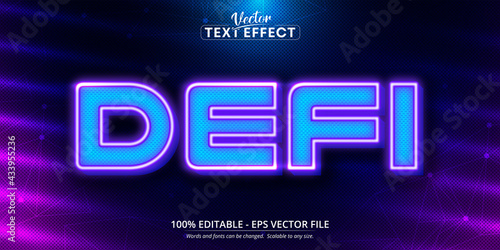 Defi text, neon style editable text effect