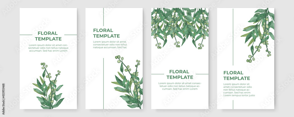 Creative floral story cover design backgrounds vector. Minimal trendy style organic shapes pattern with copy space for text design for invitation, Party card, Social Highlight Covers and stories page