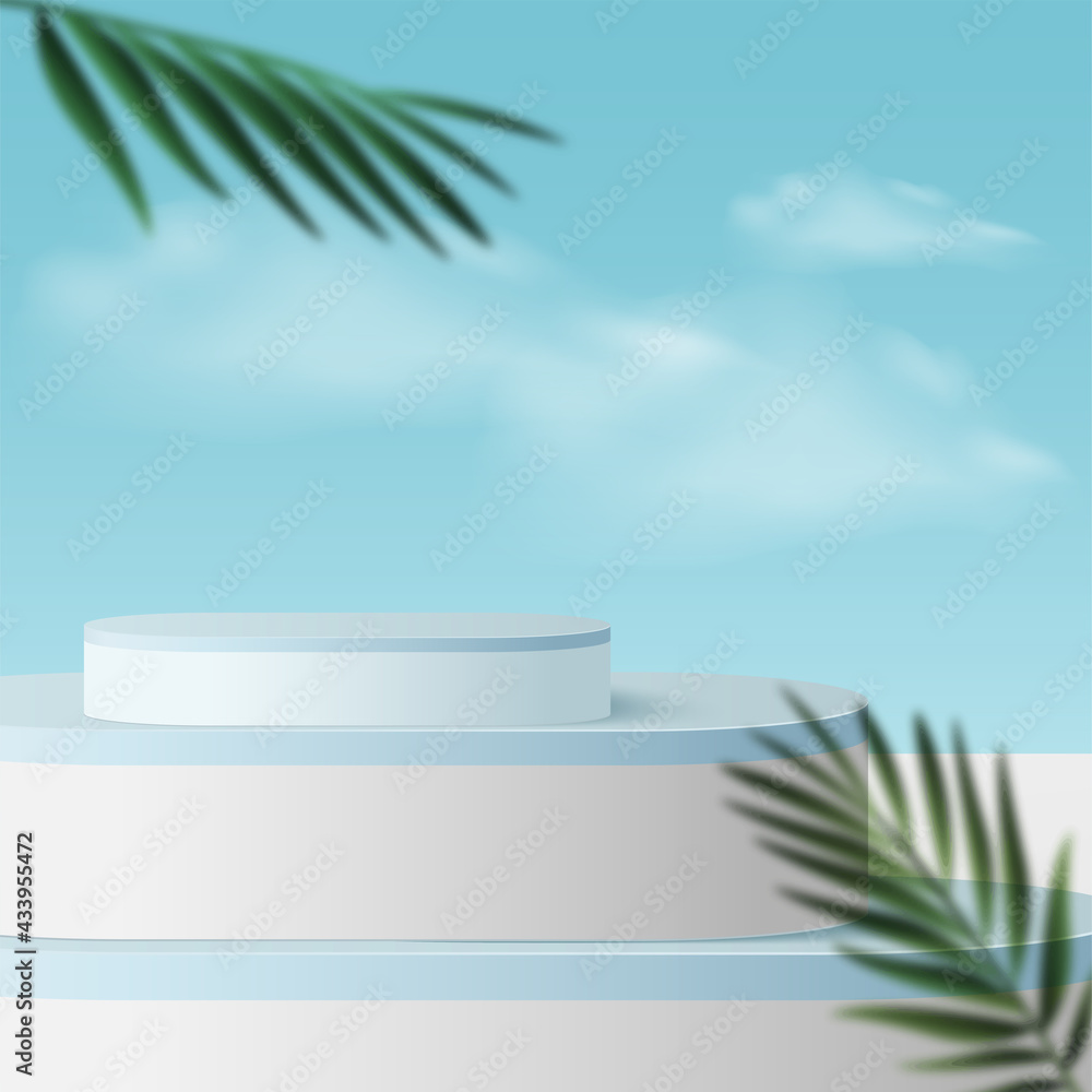 Abstract background with blue sky color geometric 3d podiums. Vector illustration Abstract background with blue sky color geometric 3d podiums. Vector illustration