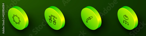 Set Isometric line Chemical formula, Pipette and plant, and Genetically modified food icon. Vector