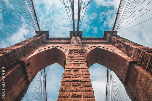 The Brooklyn Bridge cable-stayed/suspension bridge in New York City Manhattan photo