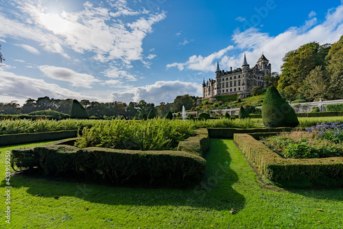 Dunrobin castle, Scotland - Fairytale Castle in the background with gardens and in the foreground. Nice place in Scotland.