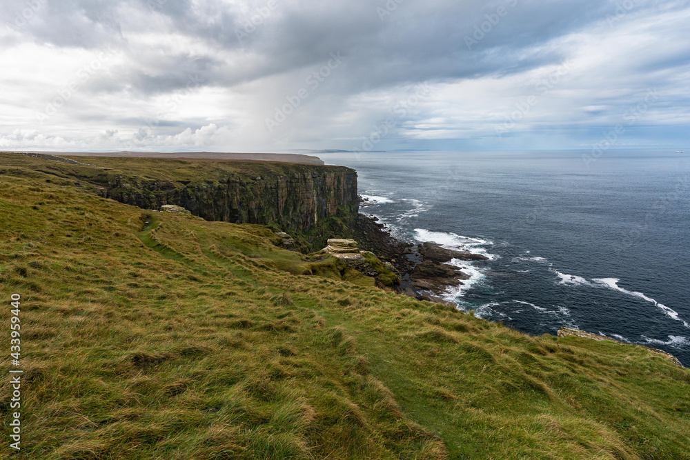 Scenic cliffs in Dunnet Head, in Caithness, on the north coast of Scotland, the most northerly point of the mainland of Great Britain.