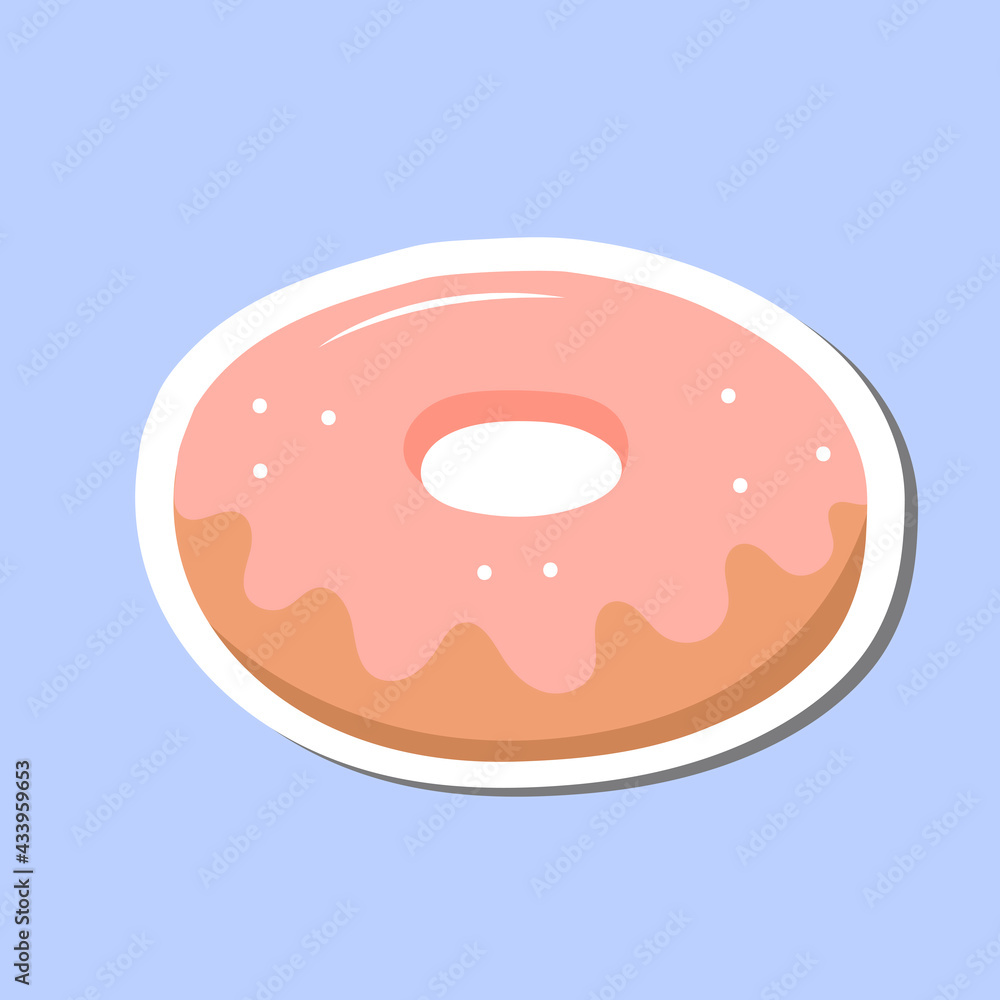 donut sticker. illustration in cartoon style. donut sticker. illustration in cartoon style.