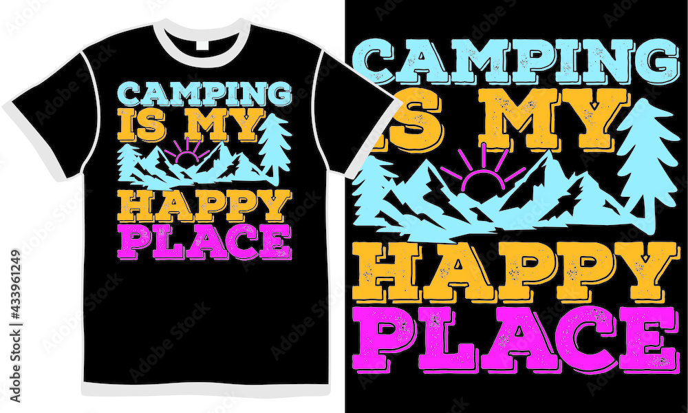 Fototapeta premium camping is my happy place, boy scout, campfire design, nature forest design concept, illustration design