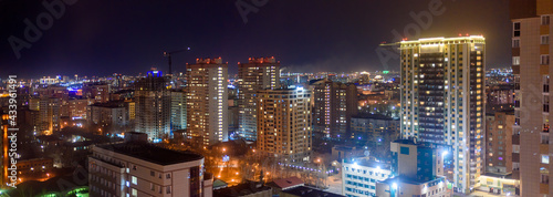 Illuminated dormitory area of the city at night