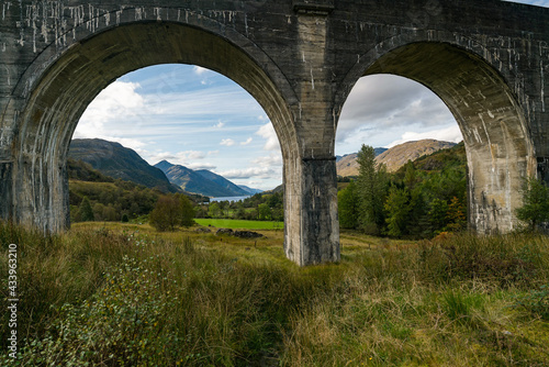 Railway Glenfinnan Viaduct is in the West Highland , Inverness-shire, Scotland. Located at the top of Loch Shiel. The West Highland Railway was built to Fort William by Lucas and Aird. photo