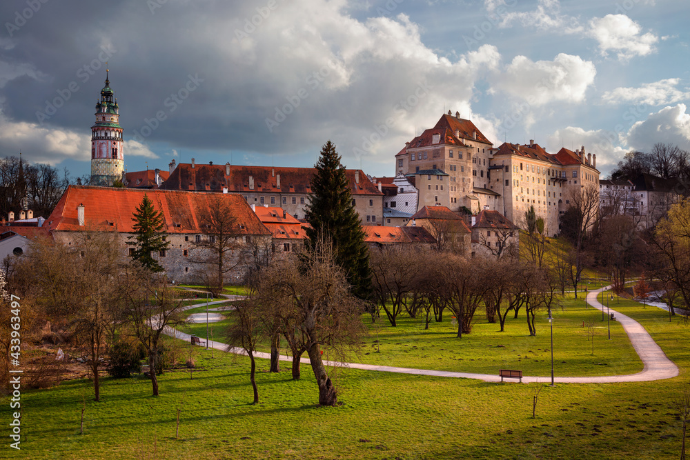 Cesky Krumlov. Cityscape image of Cesky Krumlov, Czech Republic during spring sunset.