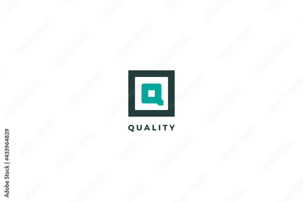 Letter Q minimal box cube blue company logo Letter Q minimal box cube blue company logo