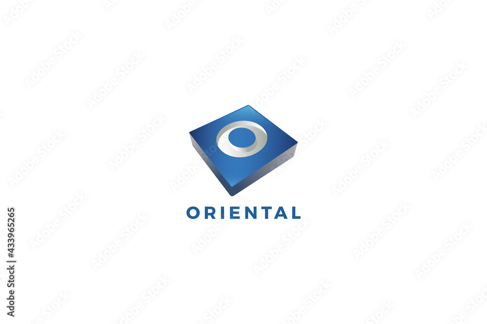 Letter O 3d blue colour abstract logo design Letter O 3d blue colour abstract logo design