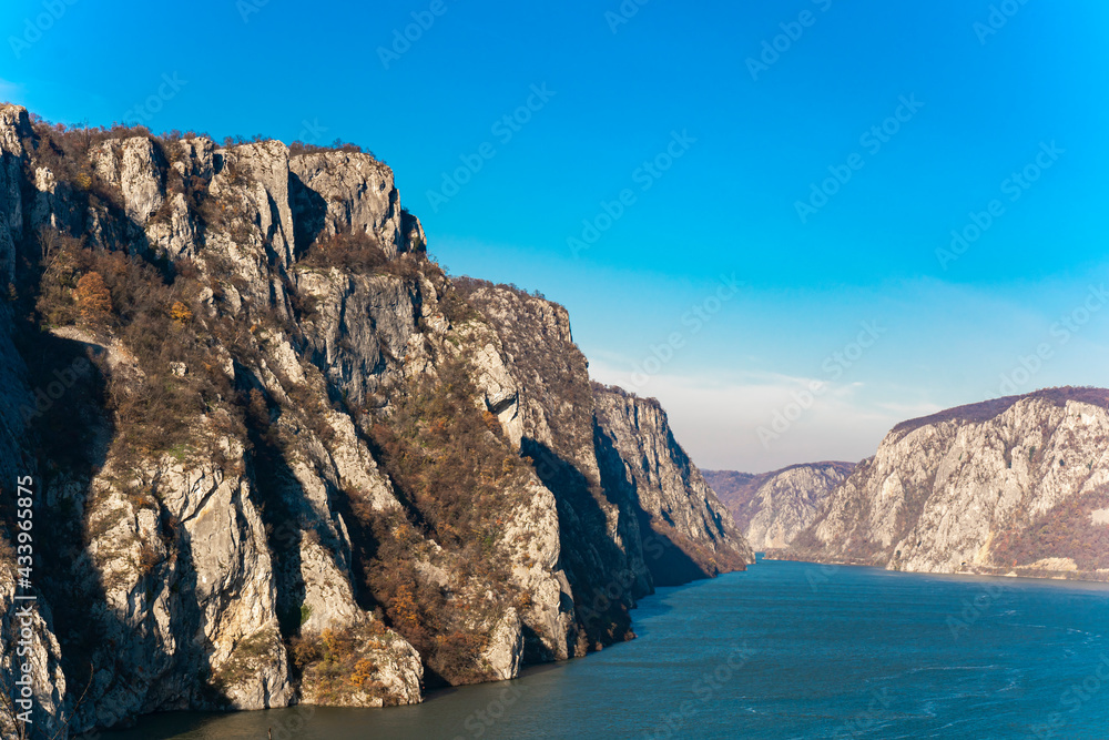 Naklejka premium Danube gorge in Djerdap on the Serbian-Romanian border