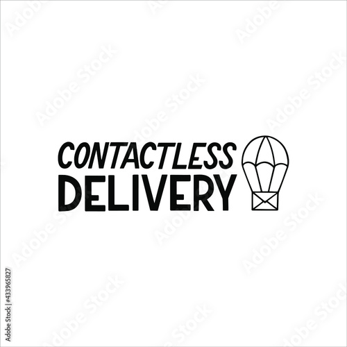 Contactless Delivery hand drawn lettering quote. Coronavirus protection. Stock vector brush modern caligraphy illustration, isolated on white background. EPS 10.
