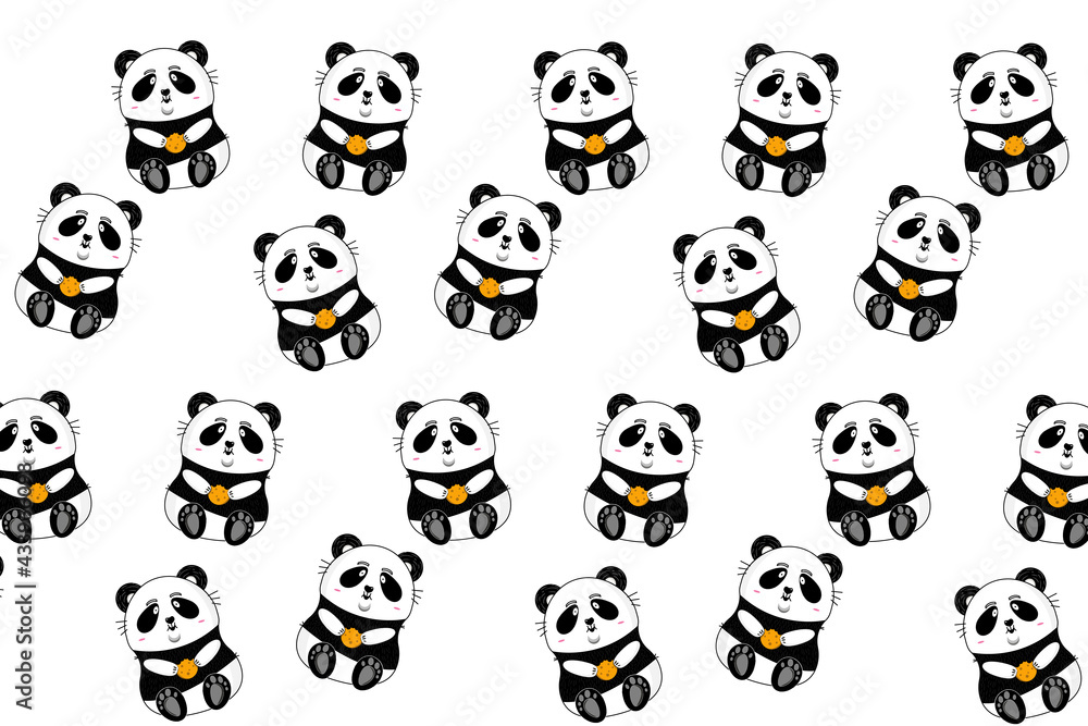 Fototapeta premium Cute background with pandas, an abstract solution for vector paintings.