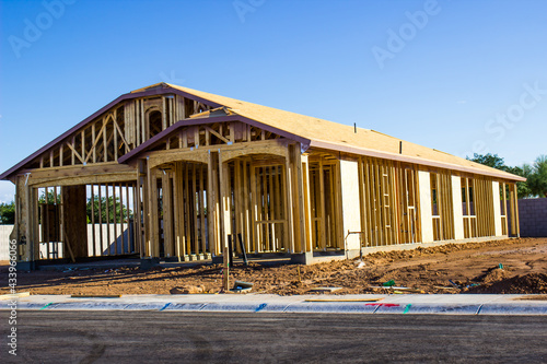 Принти на полотні Framing & Sheathing Of New Home Under Construction