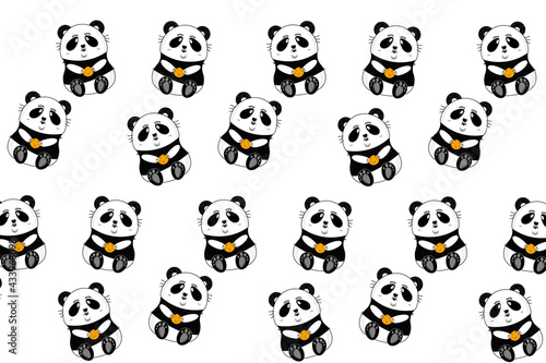 Fototapeta Naklejka Na Ścianę i Meble -  Cute background with pandas, an abstract solution for vector paintings.