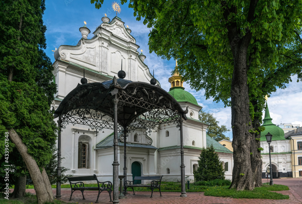 Kyiv, Ukraine - May 14, 2021: Saint Sophia Cathedral in Kiev, Ukraine. The famous historical monument, built by Prince Yaroslav the Wise in 1037. Ancient Christian Orthodox churches with golden domes